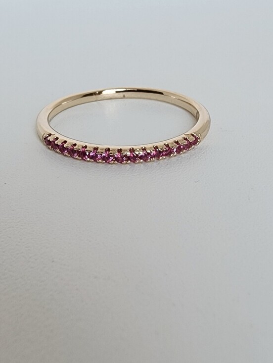 Jewelry - Pink Violet CZ Gold Plated Stacking Ring Dainty Band Size 9